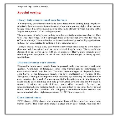 Core drilling - Special Core drilling 