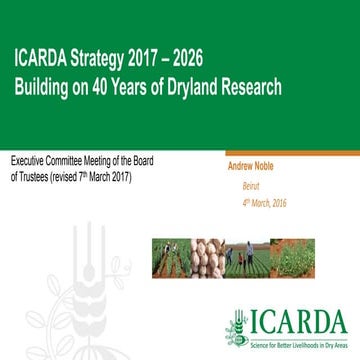 ICARDA Strategy 2017 – 2026 Building on 40 Years of Dryland Research