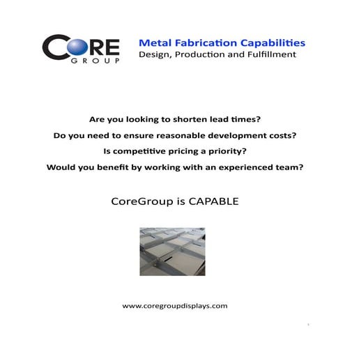 Core Group Metal Fabrication Capabilities