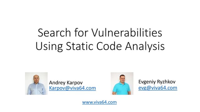Search for Vulnerabilities Using Static Code Analysis