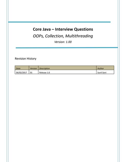 Core java interview questions and answers | PDF