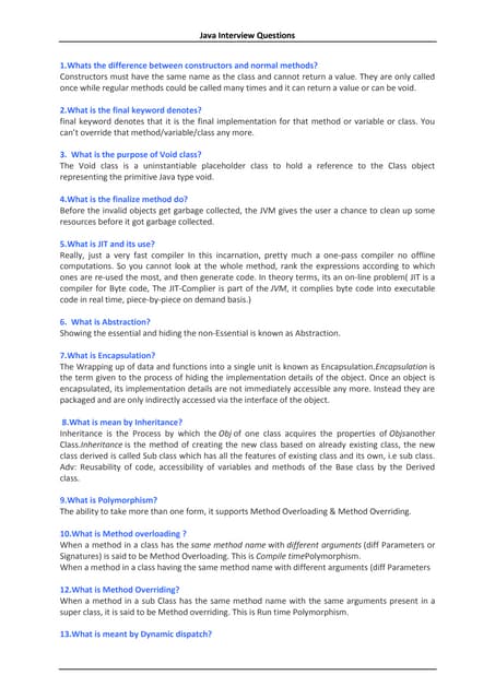 Core java questions | PDF