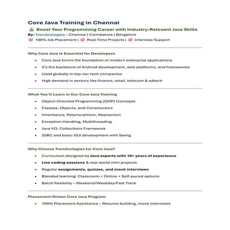 Core Java Training in Chennai | Trendnologies | PDF