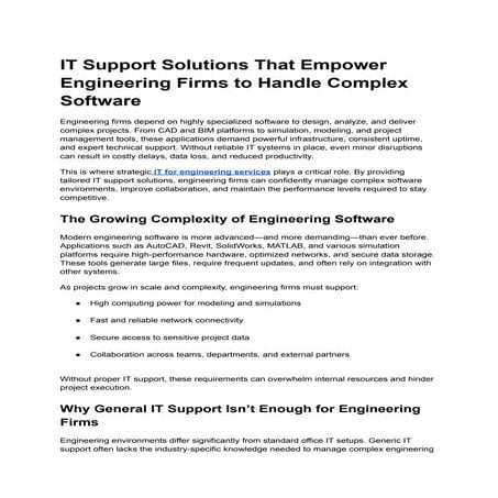 IT Support Solutions That Empower Engineering Firms to Handle Complex ...