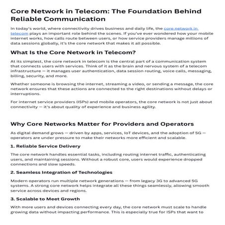 Core Network in Telecom by ComCode Technology.pdf