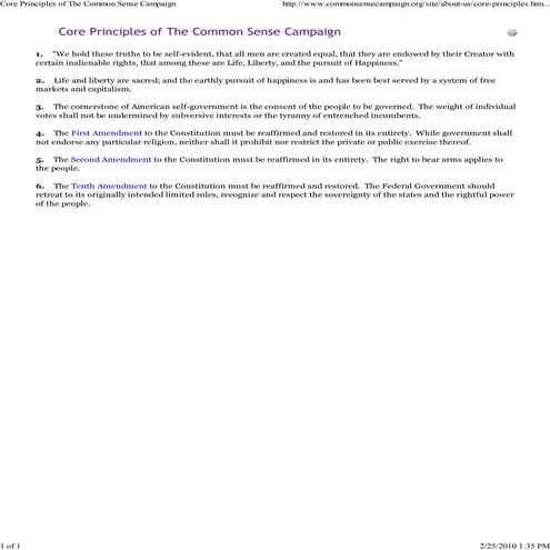 Agenda Of The Common Sense Campaign | PDF