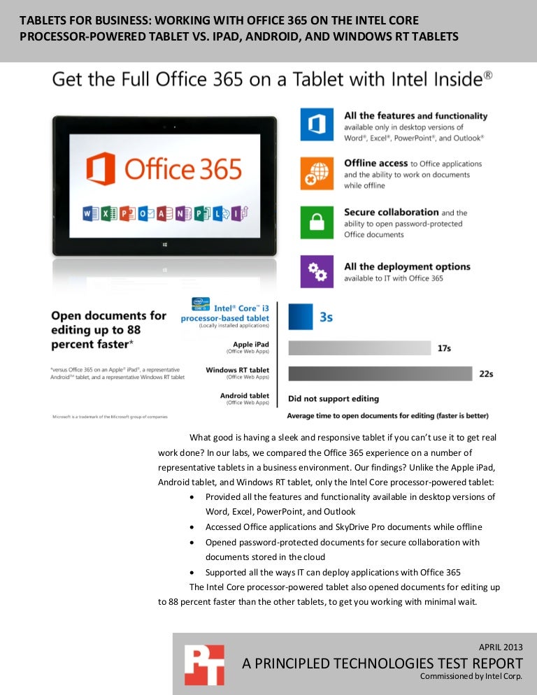 Tablets for business Working with Office 365 on the Intel Core proce…