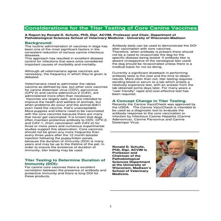 Consideration for the Titer Testing of Core Canine Vaccines | PDF