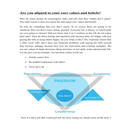 What core values & beliefs do you have? | DOC | Fitness and Exercise ...