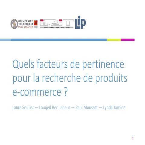 Quels facteurs de pertinence pour la recherche de produits e-commerce ?