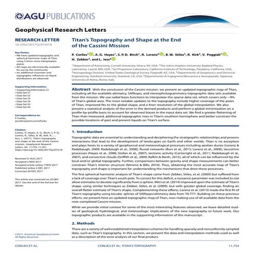Titan’s Topography and Shape at the Endof the Cassini Mission