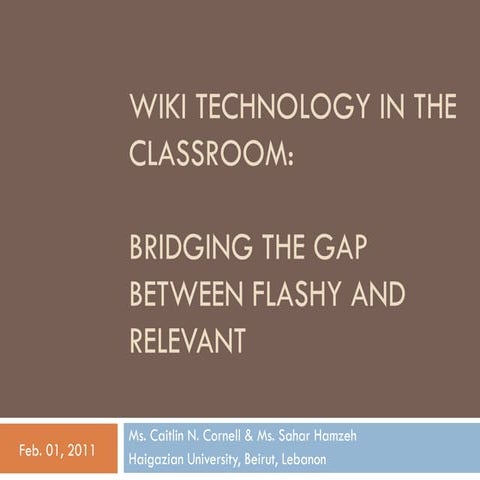 Wiki Technology in the Classroom