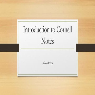Introduction to Cornell Notes