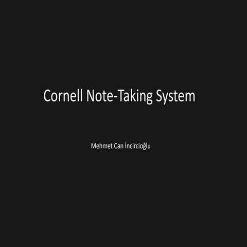 Cornell Note Taking System | PPTX