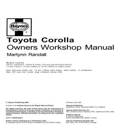 Corolla e11 manual