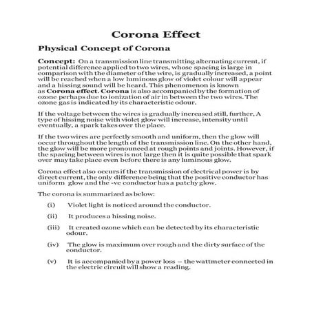 Corona Effect: What is Corona | Corona Effect in Transmission Line