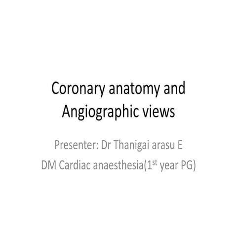 Coronary anatomy and angiographic views