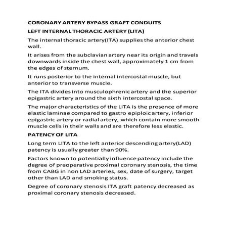 The Second Best Conduit in Coronary Artery Bypass Grafting (CABG): A ...