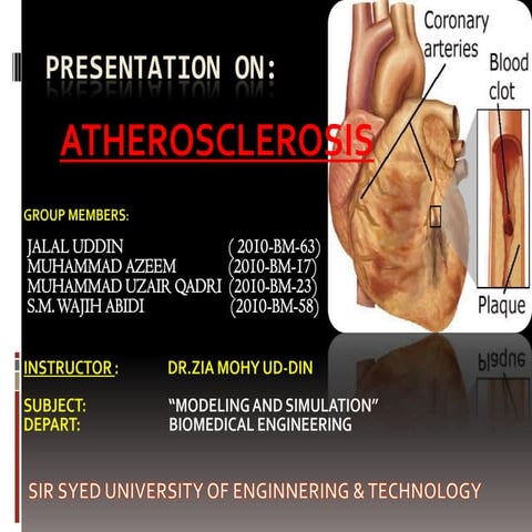 Coronary artery plaque  deposition comsol modeling (heart attack)