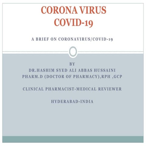 Coronavirus disease pandemic (Covid-19) ppt presentation slideshare | PPTX