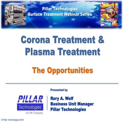 Corona Treatment &. Plasma Treatment - The Opportunties