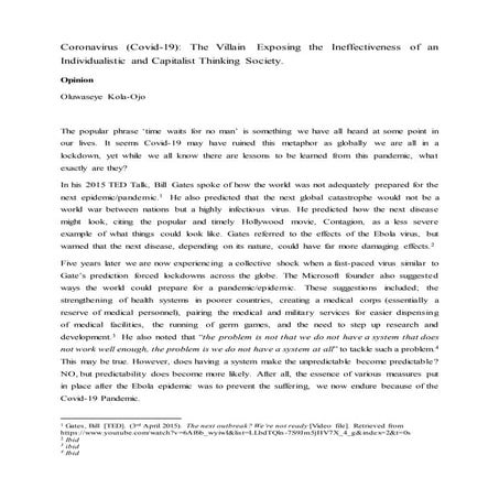 Coronavirus capitalism-villain article