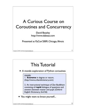 A Curious Course on Coroutines and Concurrency