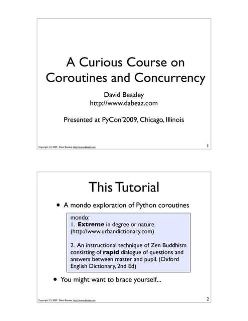 A Curious Course on Coroutines and Concurrency