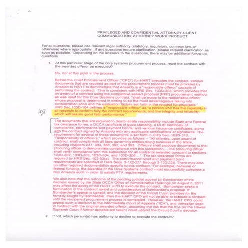 Corp counsel rail memo