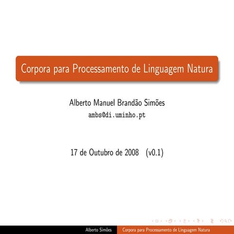 Corpora para Processamento de Linguagem Natural