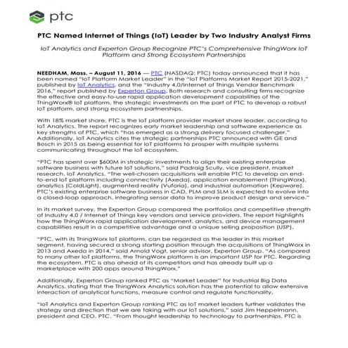Overview of PTC’s Corporate Vision and Strategy | PPTX