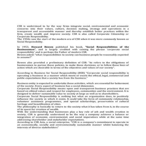 Corporate social responsibility