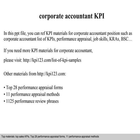 Corporate accountant kpi