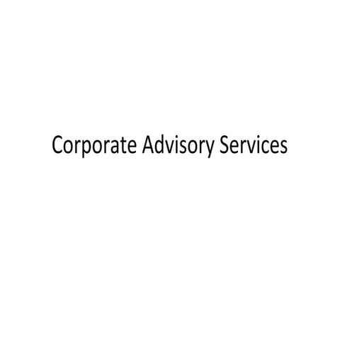 Corporate advisory services
