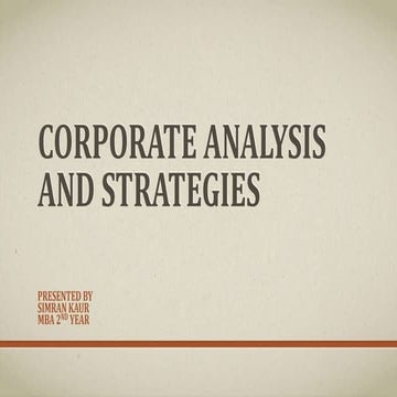Corporate analysis and strategies
