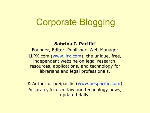 Corporate Blogging