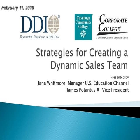 NCCET Webinar - Strategies for Creating a Dynamic Sales Team