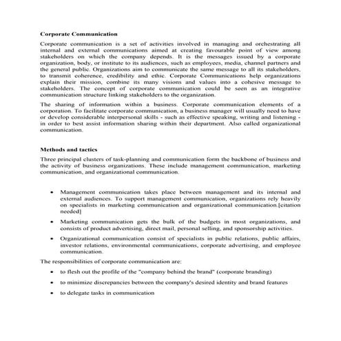 Corporate communication