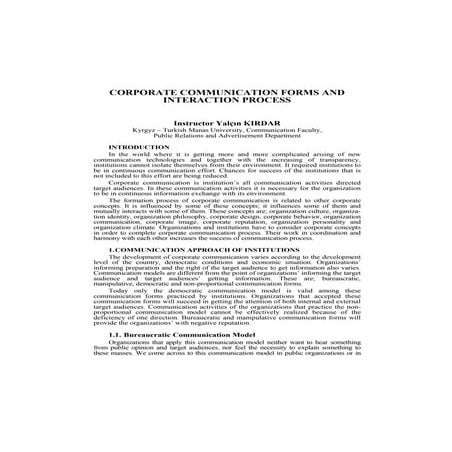 Corporate Communication Forms and Interaction Process