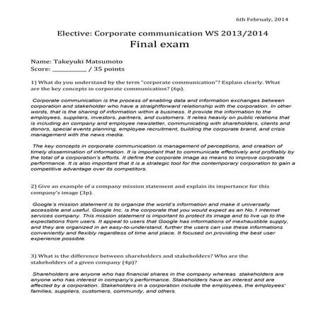 Corporate Communication 2013/2014