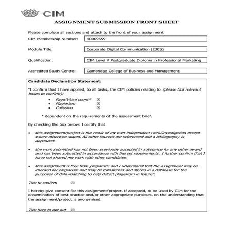 Corporate digital communication july 2020 CIM ASSIGNMENTS 