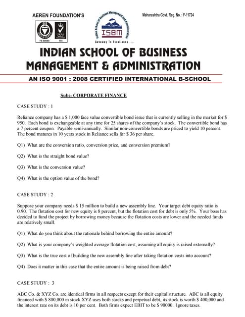 Corporate Finance 9901366442 9902787224 Www Mbacasestudyanswers Corporate Finance 9901366442 9902787224 Www Mbacasestudyanswers