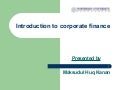 Corporate Finance: Basic Concept