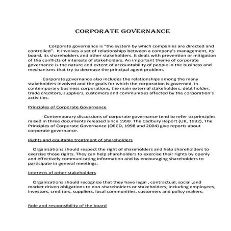 Corporate governance