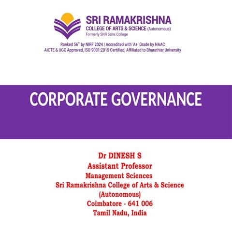 CORPORATE GOVERNANCE IN AN ORGANIZATIONS