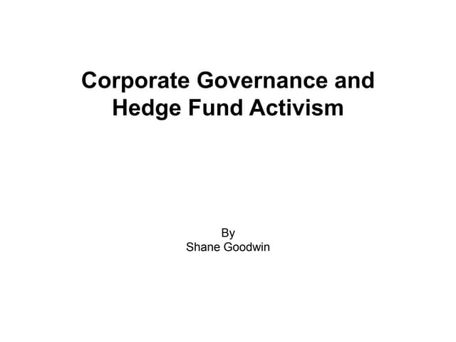 Corporate governance and hedge fund...