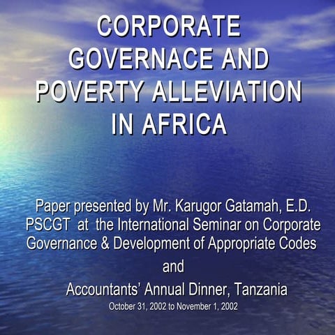 Corporate governance and poverty alliviation   nbaa presentation