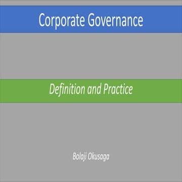 Corporate Governance Definition and Practice