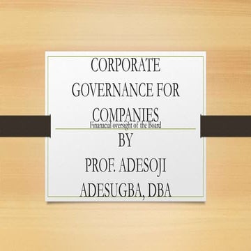 Corporate governance and the financial oversight of the board