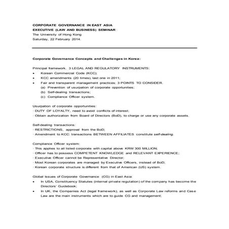 Corporate Governance in East Asia (Japan, Korea, Greater China)